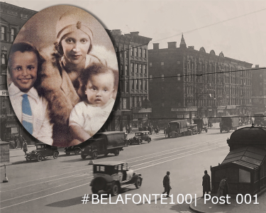 Photo of Harry Belafonte and his brother Denis with their mother